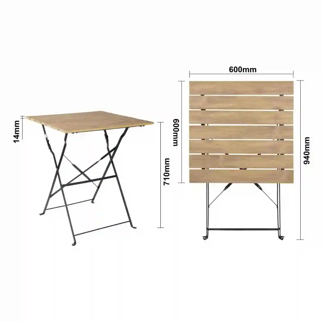 Bolero Perth Pavement Style Square Table Wood Effect - Image 6