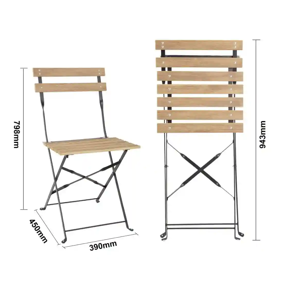 Bolero Perth Pavement Style Folding Chairs Wood Effect (Pack of 2) - Image 7