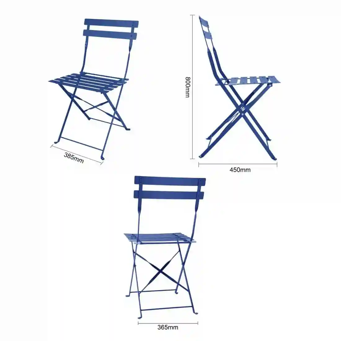 Bolero Perth Pavement Style Folding Chairs Dark Navy (Pack of 2) - Image 6