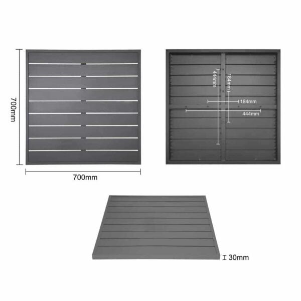 Bolero Aluminium Square Table Top Dark Grey 700mm - Image 6