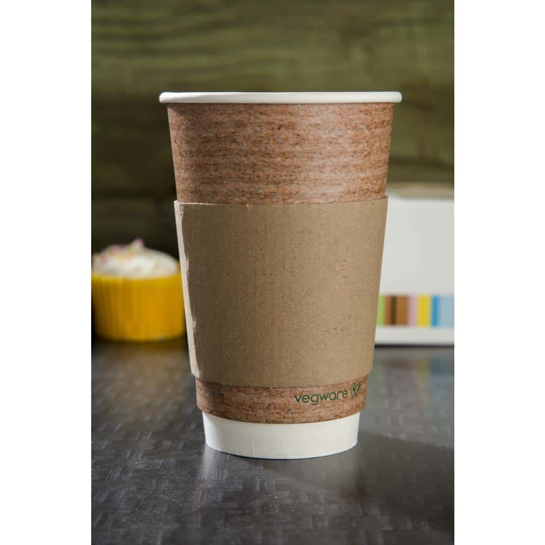 Fiesta Compostable Corrugated Cup Sleeves for 12/16oz Cups (Pack of 1000) - Image 7