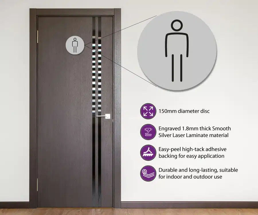 Gents Toilet Door Symbol. 150mm - Image 1