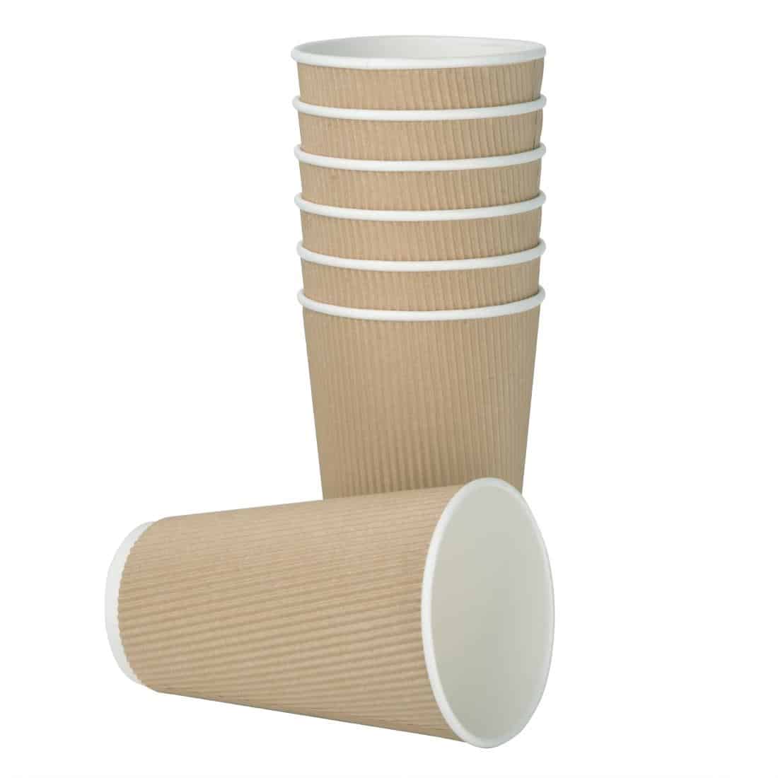 Fiesta Recyclable Coffee Cups Ripple Wall Kraft 455ml / 16oz (Pack of 500) - Image 3