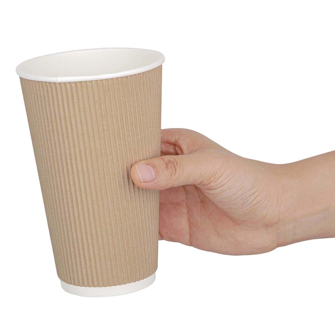 Fiesta Recyclable Coffee Cups Ripple Wall Kraft 455ml / 16oz (Pack of 500) - Image 4