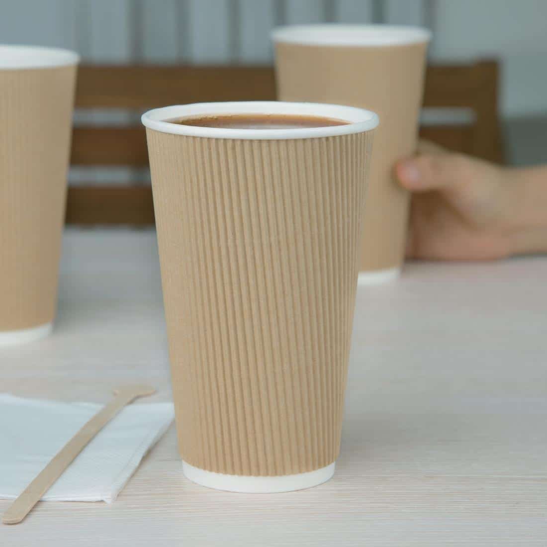Fiesta Recyclable Coffee Cups Ripple Wall Kraft 455ml / 16oz (Pack of 500) - Image 5