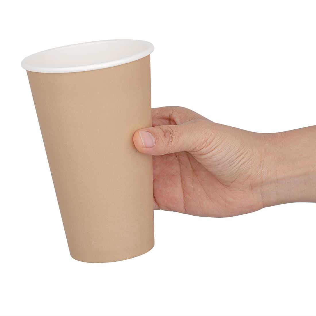 Fiesta Recyclable Single Wall Takeaway Coffee Cups Kraft 455ml / 16oz (Pack of 50) - Image 4