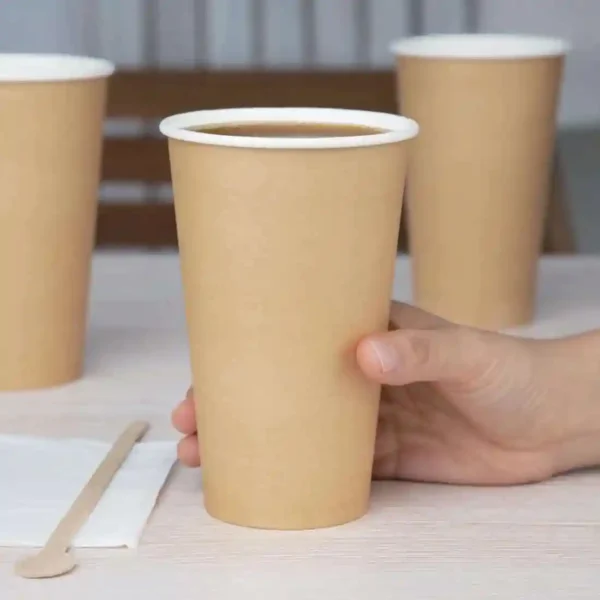 Fiesta Recyclable Single Wall Takeaway Coffee Cups Kraft 455ml / 16oz (Pack of 50) - Image 4