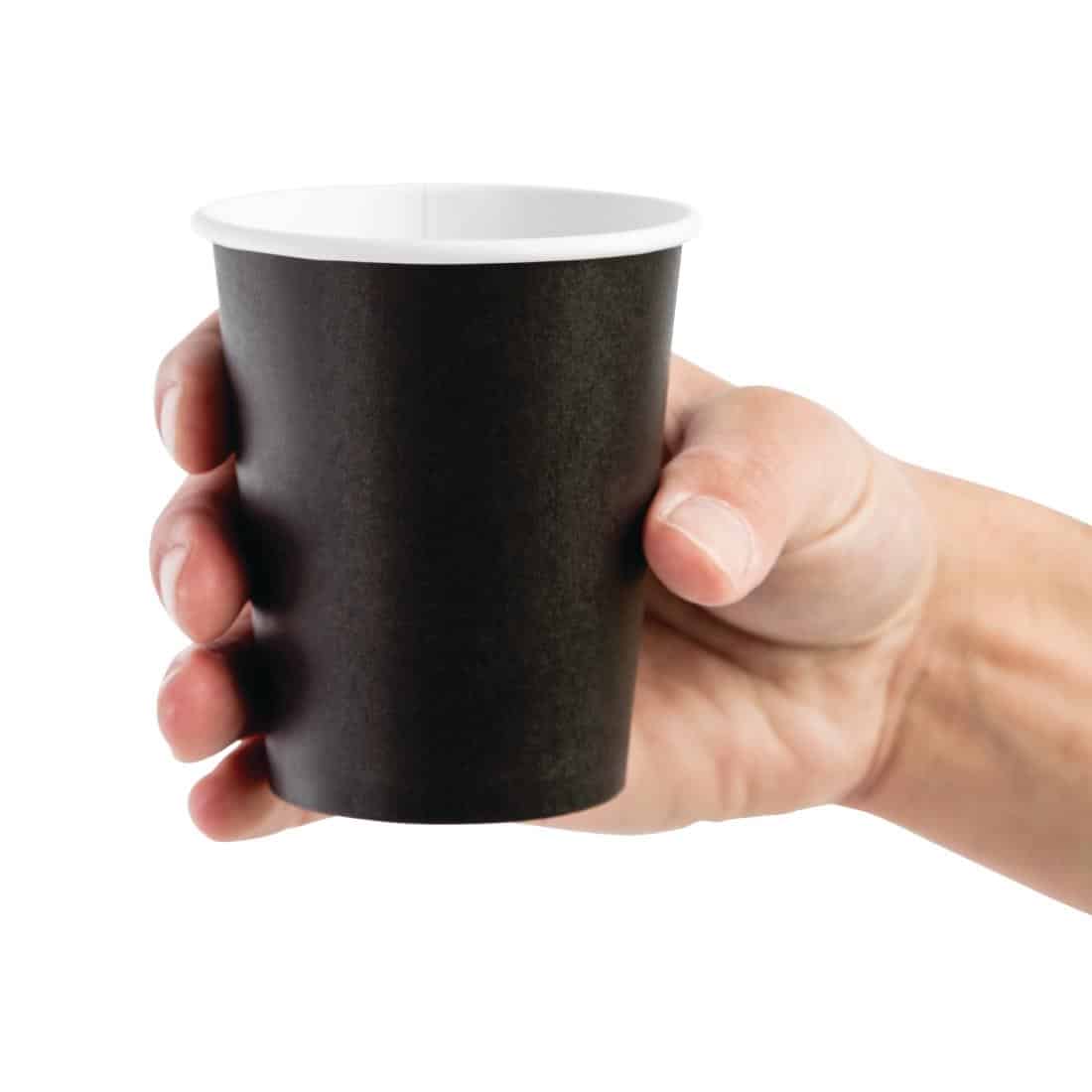 Fiesta Recyclable Coffee Cups Single Wall Black 225ml / 8oz (Pack of 1000) - Image 6