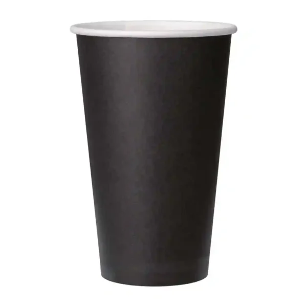 Fiesta Recyclable Coffee Cups Single Wall Black 455ml / 16oz (Pack of 50) - Image 1