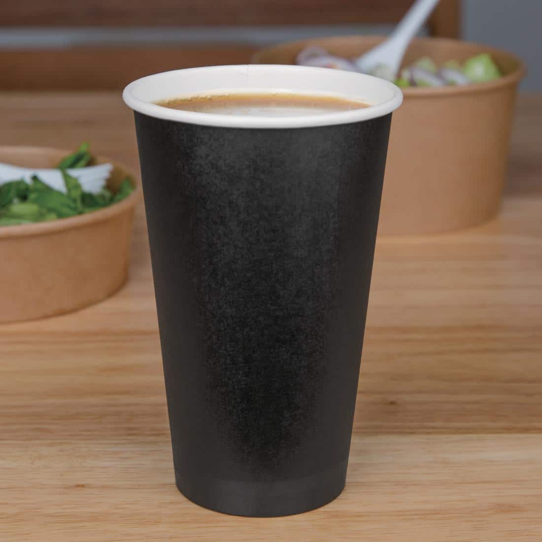Fiesta Recyclable Coffee Cups Single Wall Black 455ml / 16oz (Pack of 50) - Image 5