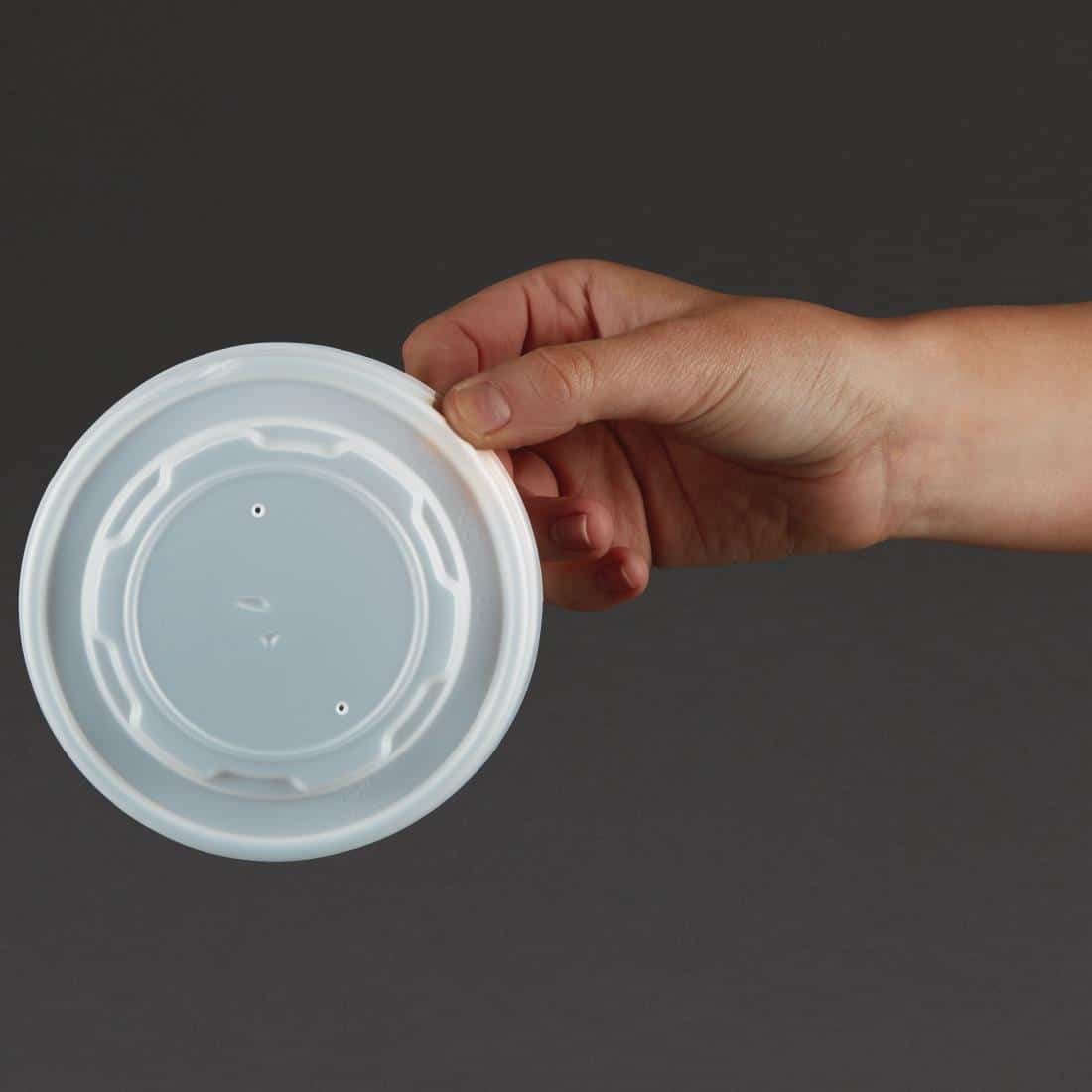 Vegware Compostable Hot Food Pot Flat Lids 350ml / 12oz and 455ml / 16oz (Pack of 500) - Image 5