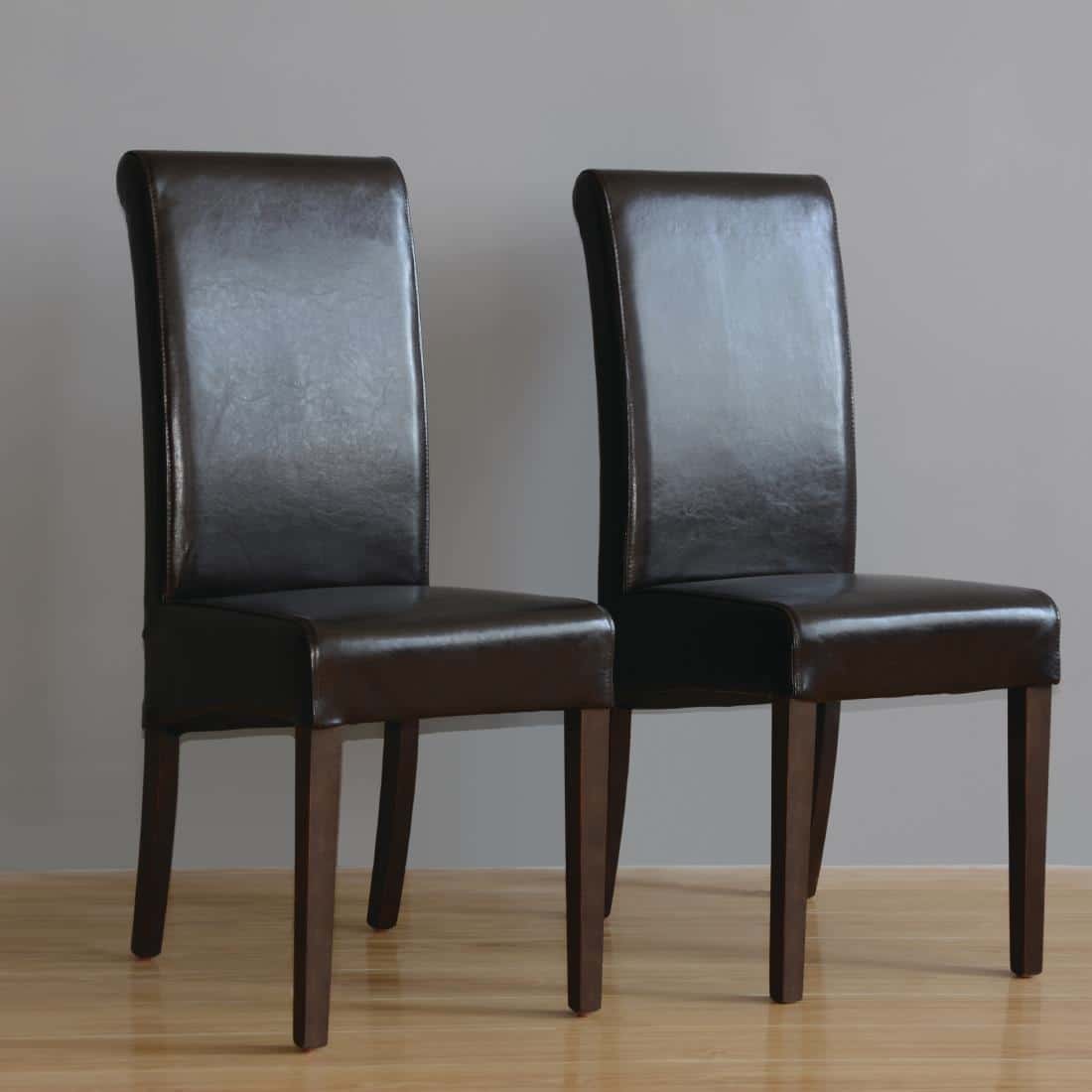 Bolero Curved Back Leather Chairs Dark Brown (Pack of 2) - Image 6