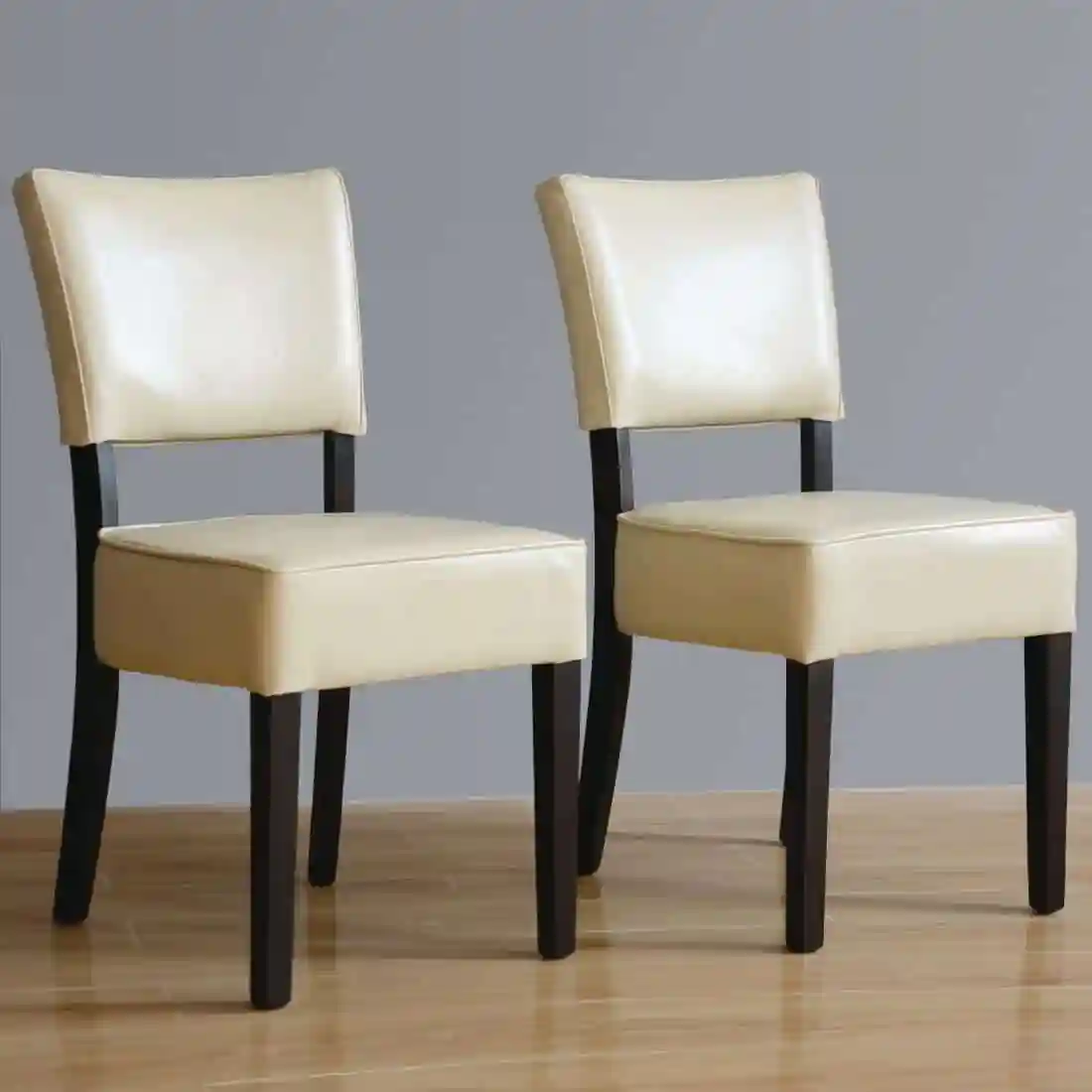 Bolero Chunky Faux Leather Chairs Cream (Pack of 2) - Image 4