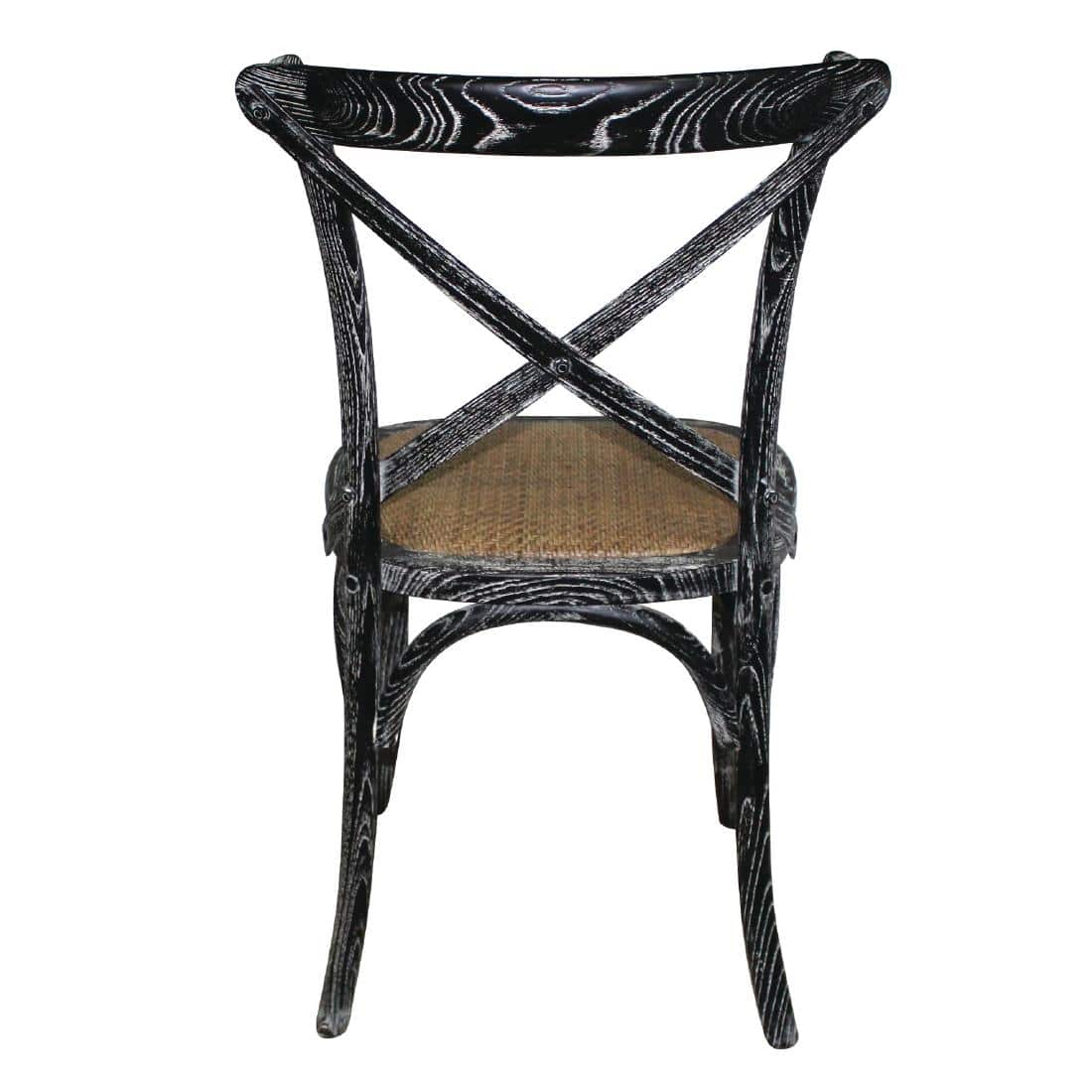 Bolero Wooden Dining Chair with Cross Backrest Black Wash Finish (Box 2) - Image 3