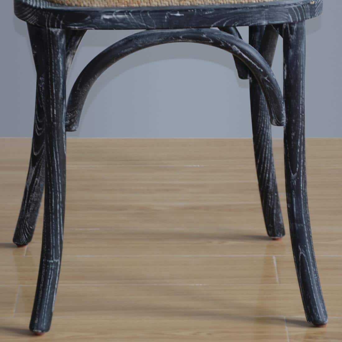 Bolero Wooden Dining Chair with Cross Backrest Black Wash Finish (Box 2) - Image 6