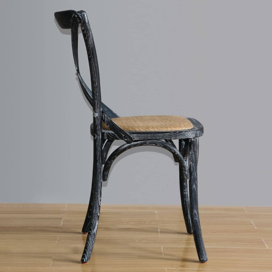 Bolero Wooden Dining Chair with Cross Backrest Black Wash Finish (Box 2) - Image 7