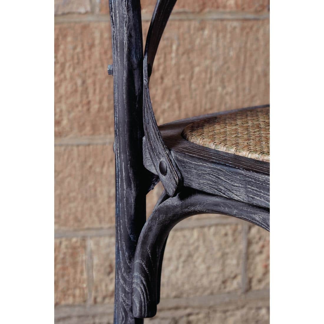 Bolero Wooden Dining Chair with Cross Backrest Black Wash Finish (Box 2) - Image 9