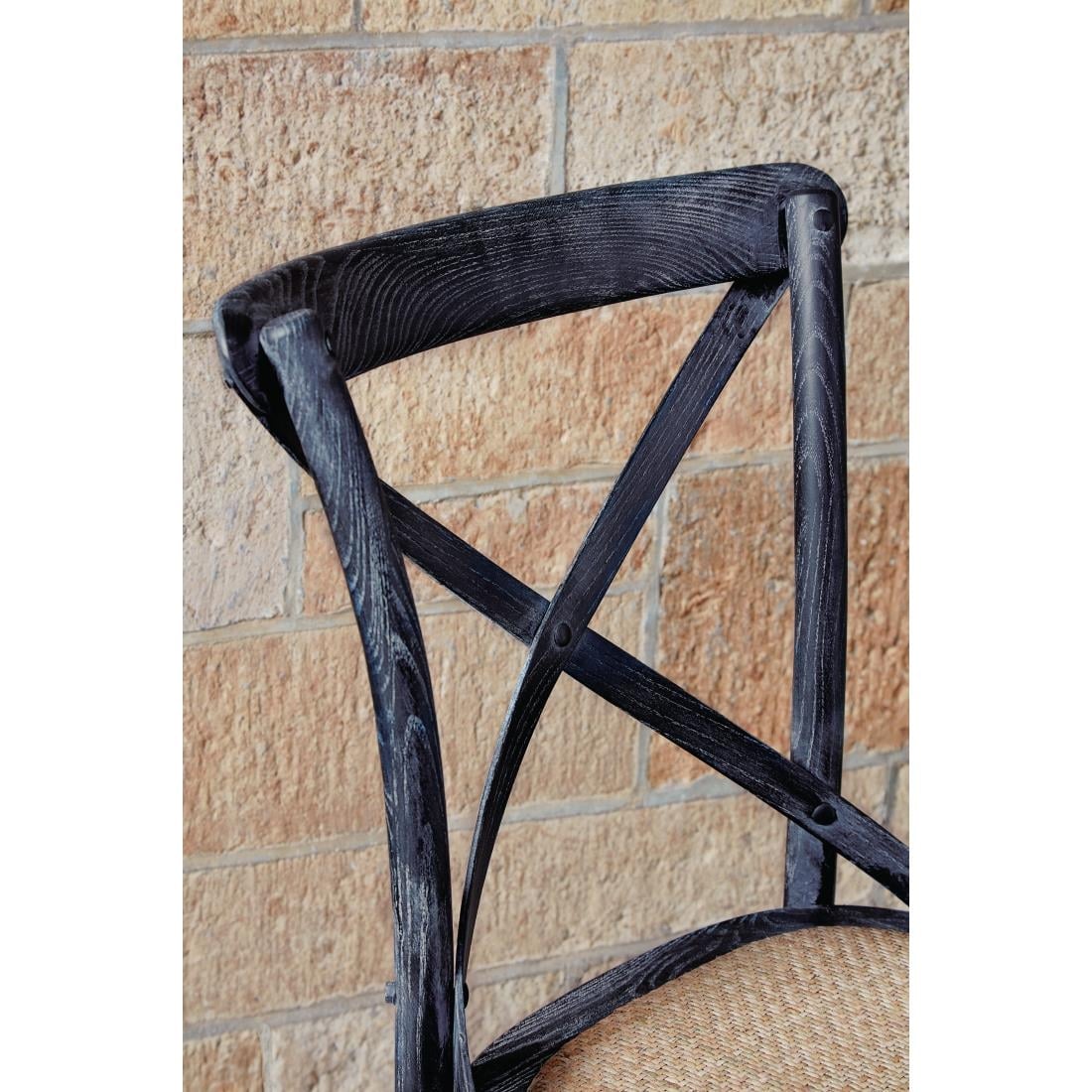 Bolero Wooden Dining Chair with Cross Backrest Black Wash Finish (Box 2) - Image 10