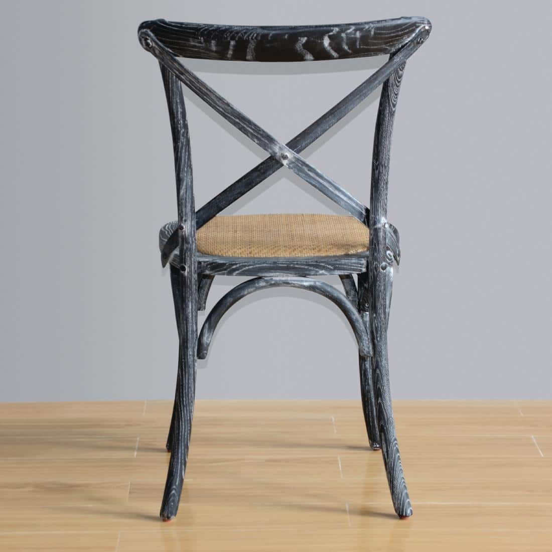 Bolero Wooden Dining Chair with Cross Backrest Black Wash Finish (Box 2) - Image 11