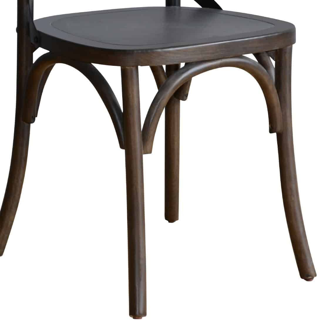Bolero Wooden Dining Chair with Metal Cross Backrest Walnut Finish (Pack of 2) - Image 8