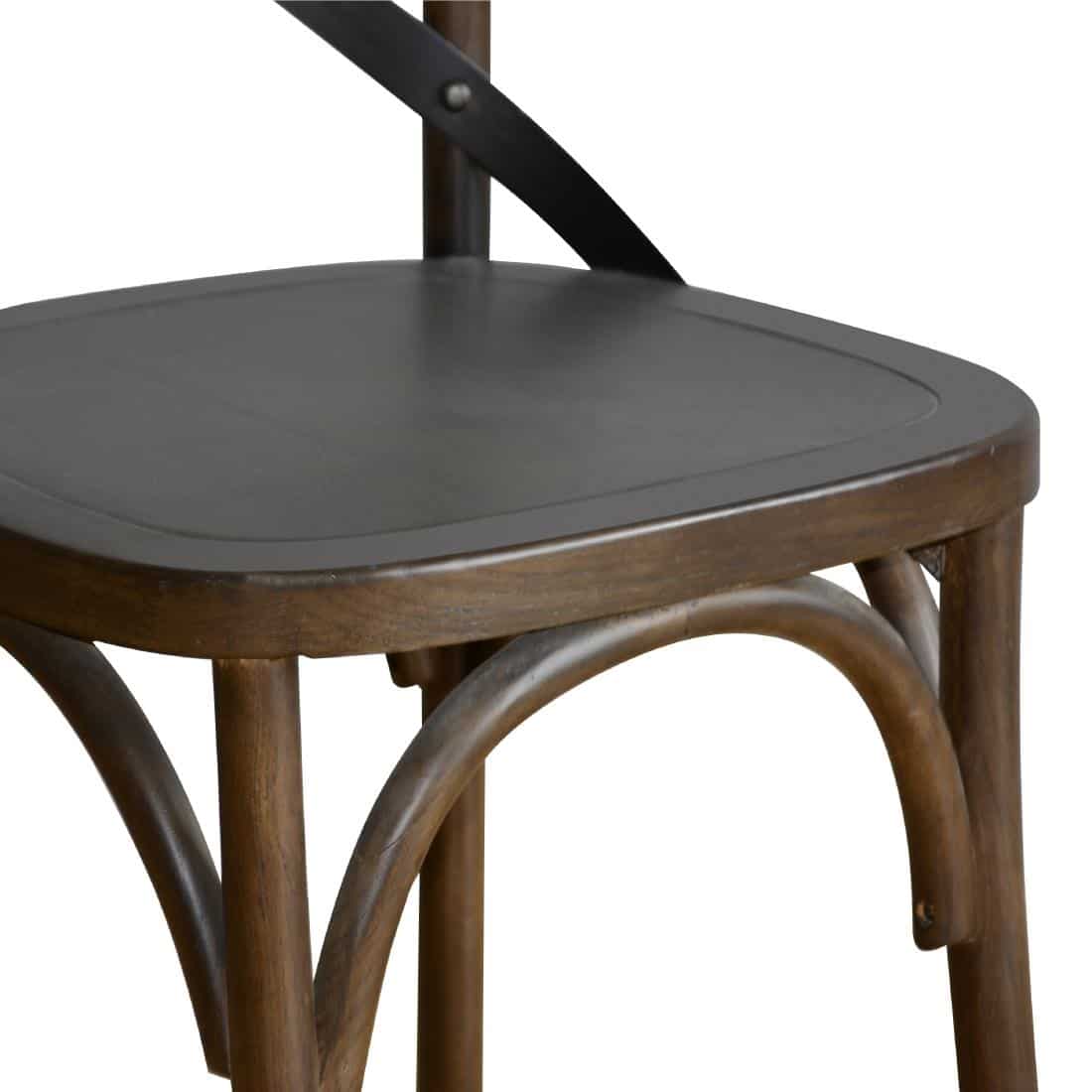 Bolero Wooden Dining Chair with Metal Cross Backrest Walnut Finish (Pack of 2) - Image 9