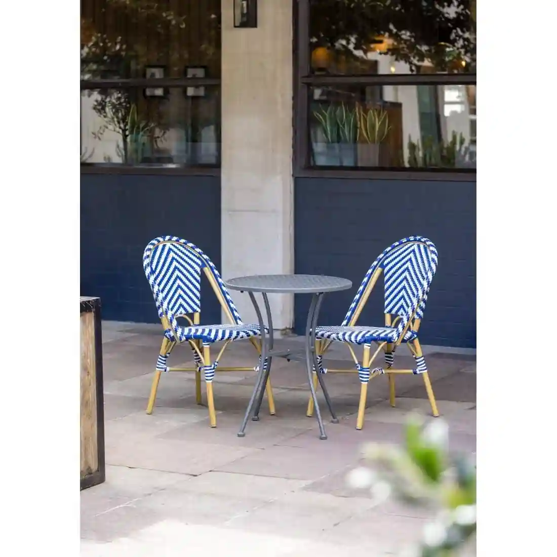 Bolero Round Steel Patterned Bistro Table Grey 600mm - Image 6