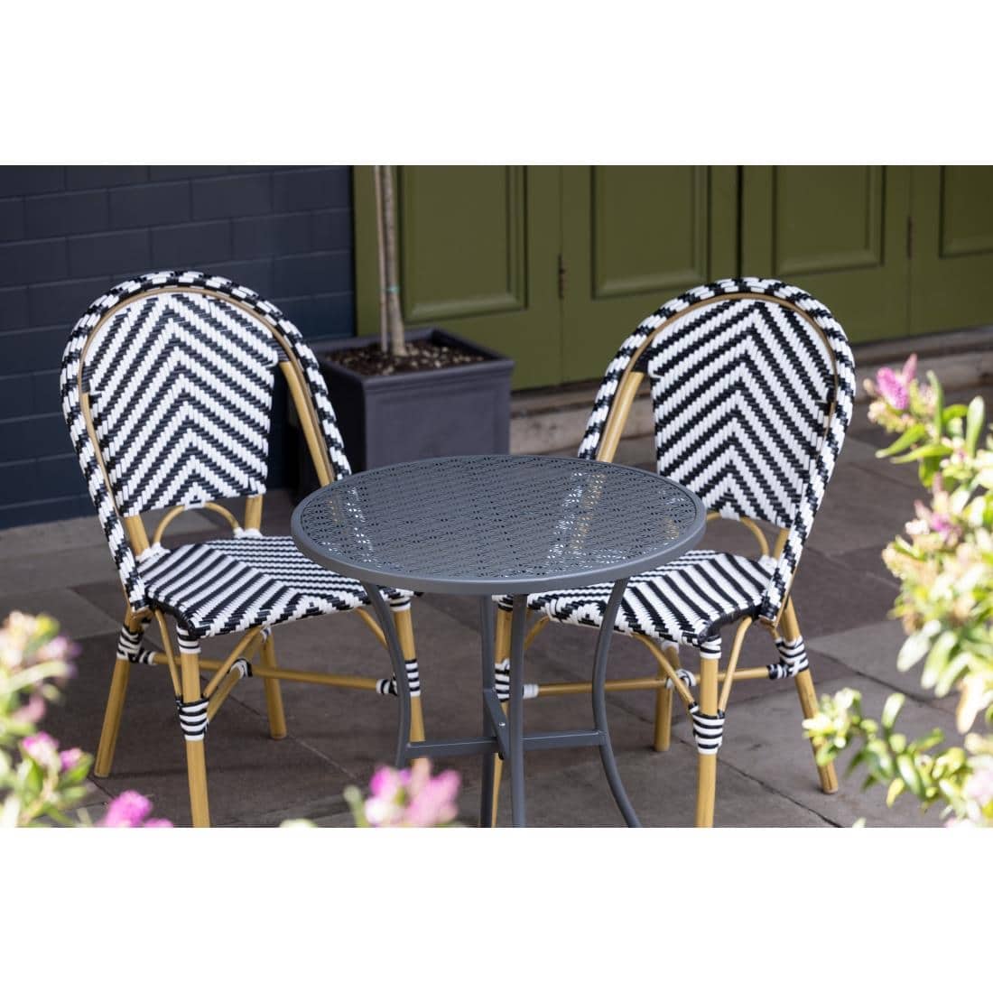 Bolero Round Steel Patterned Bistro Table Grey 600mm - Image 8