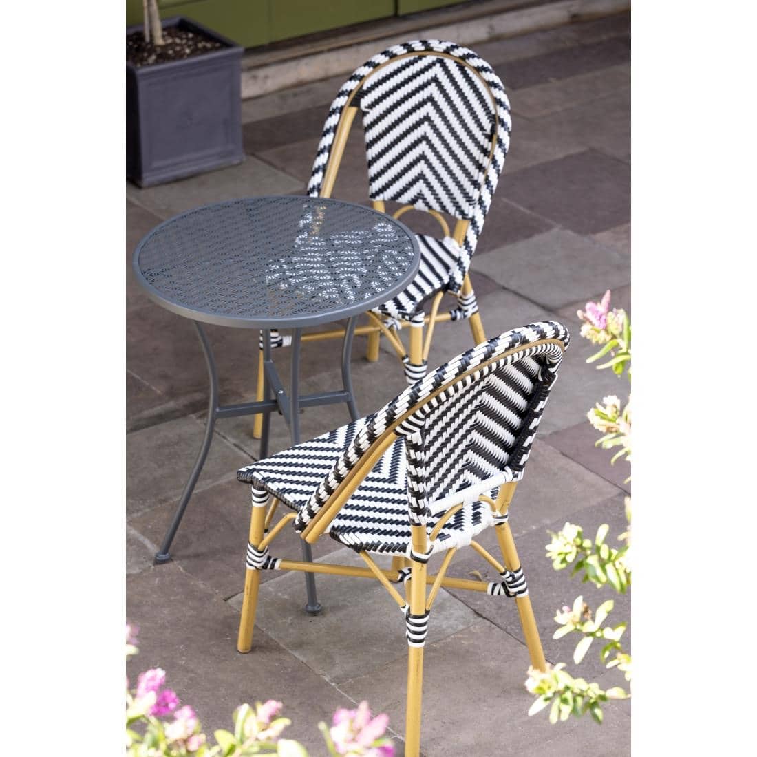 Bolero Round Steel Patterned Bistro Table Grey 600mm - Image 9