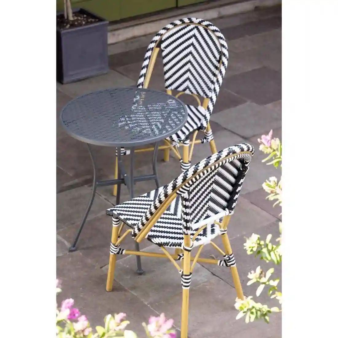 Bolero Round Steel Patterned Bistro Table Grey 600mm - Image 8