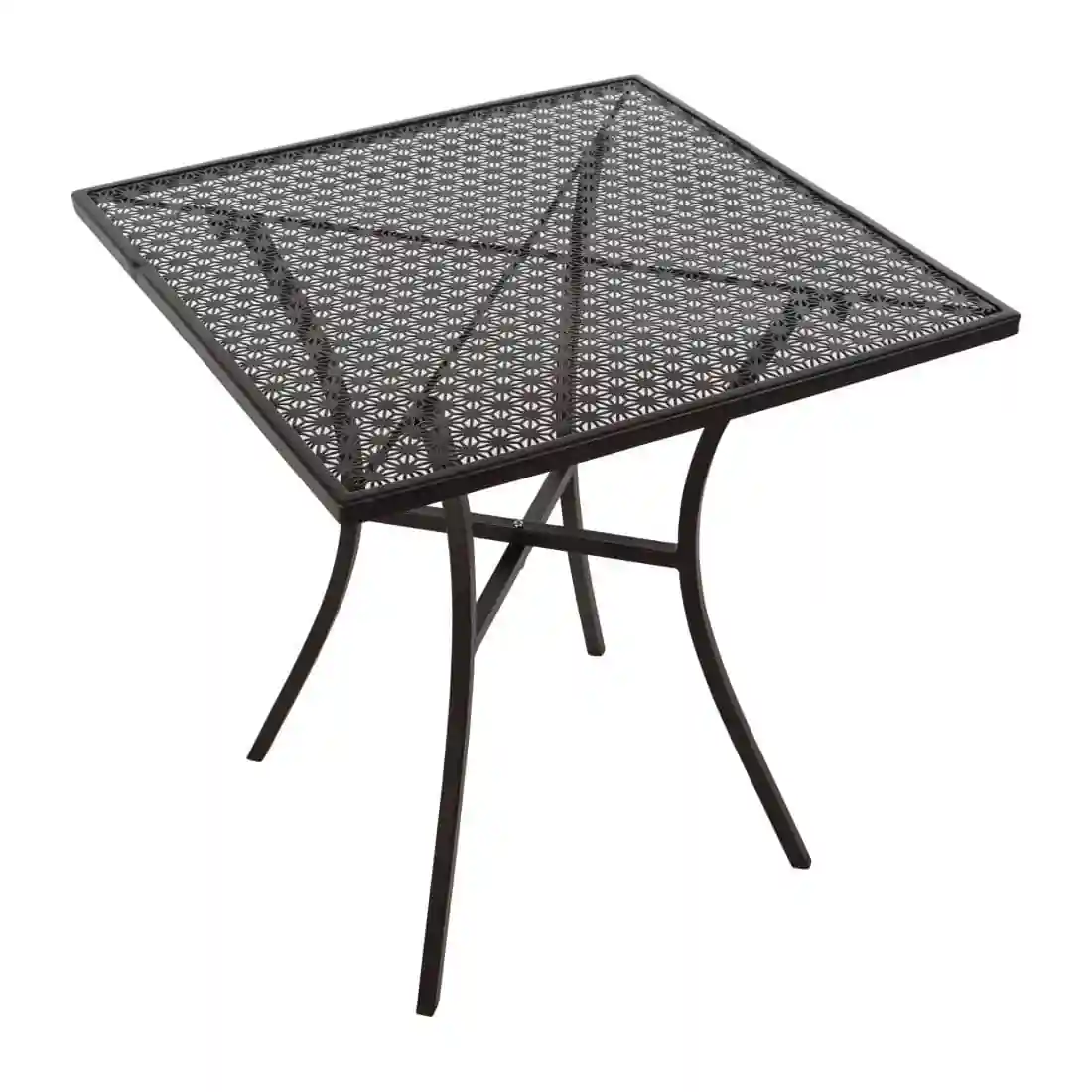 Bolero Black Steel Patterned Square Bistro Table 700mm - Image 1