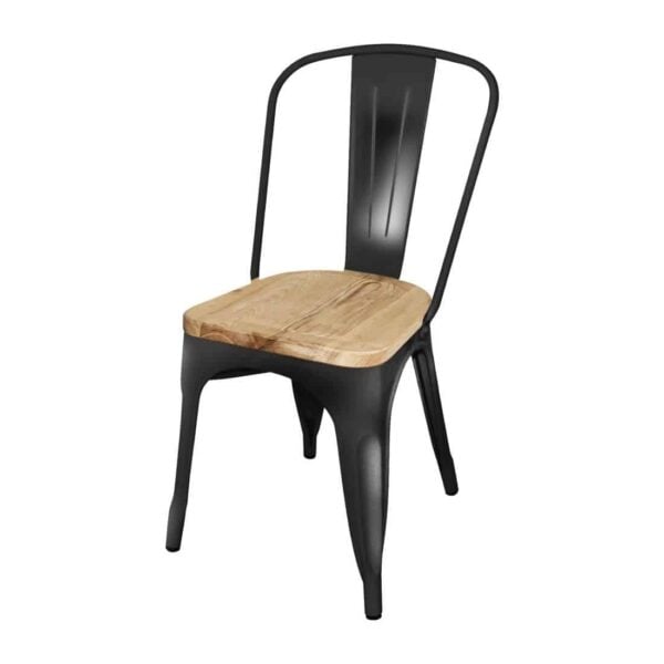 Bolero Bistro Side Chairs with Wooden Seat Pad Black (Pack of 4) - Image 3