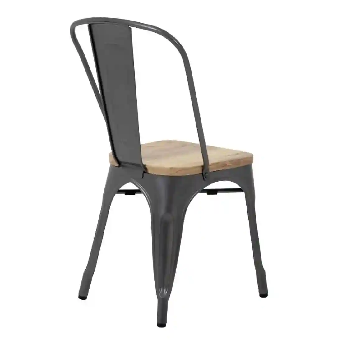 Bolero Bistro Side Chairs with Wooden Seat Pad Gun Metal (Pack of 4) - Image 5