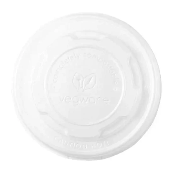 Vegware Compostable Hot Food Pot Flat Lids 170ml / 6oz and 230ml / 8oz - Image 1