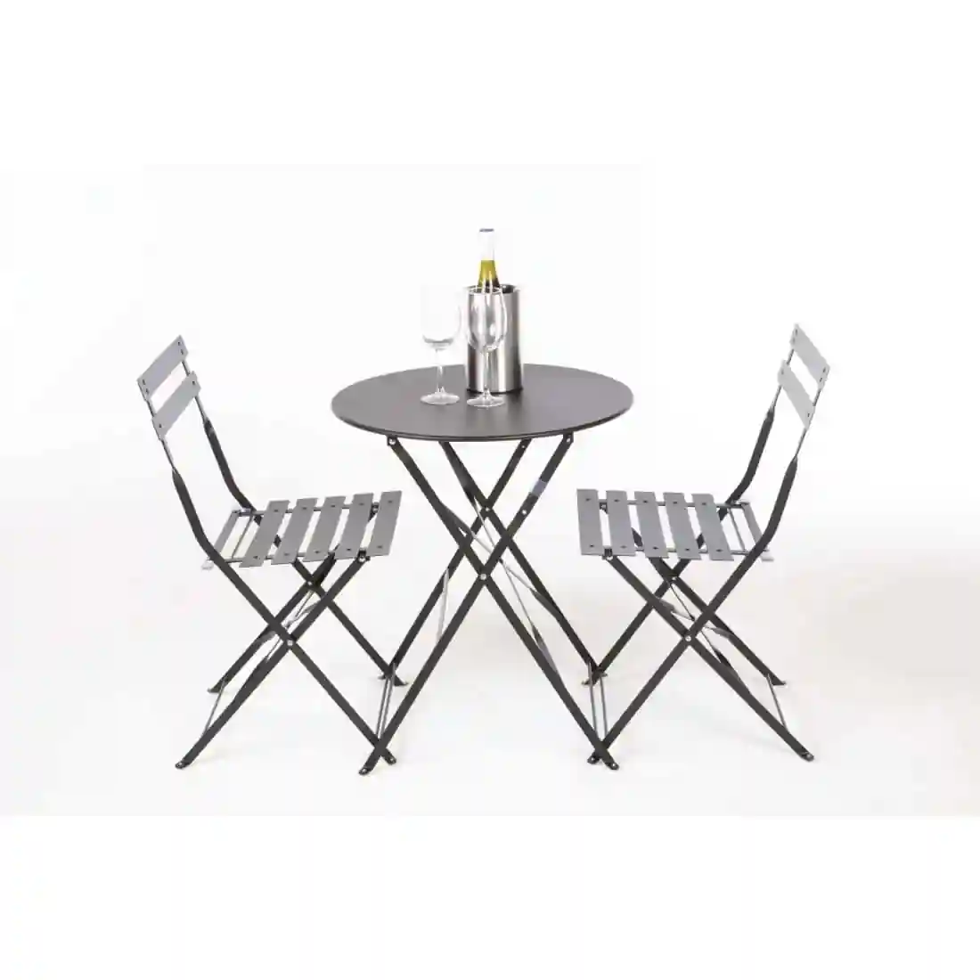 Bolero Perth Black Pavement Style Steel Folding Chairs (Pack of 2) - Image 9