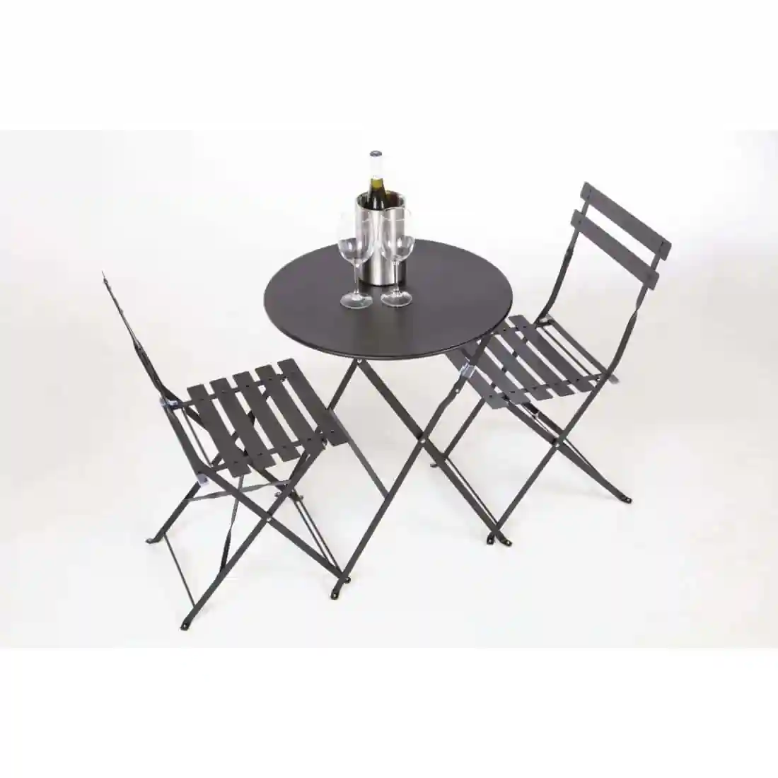 Bolero Perth Black Pavement Style Steel Folding Chairs (Pack of 2) - Image 10