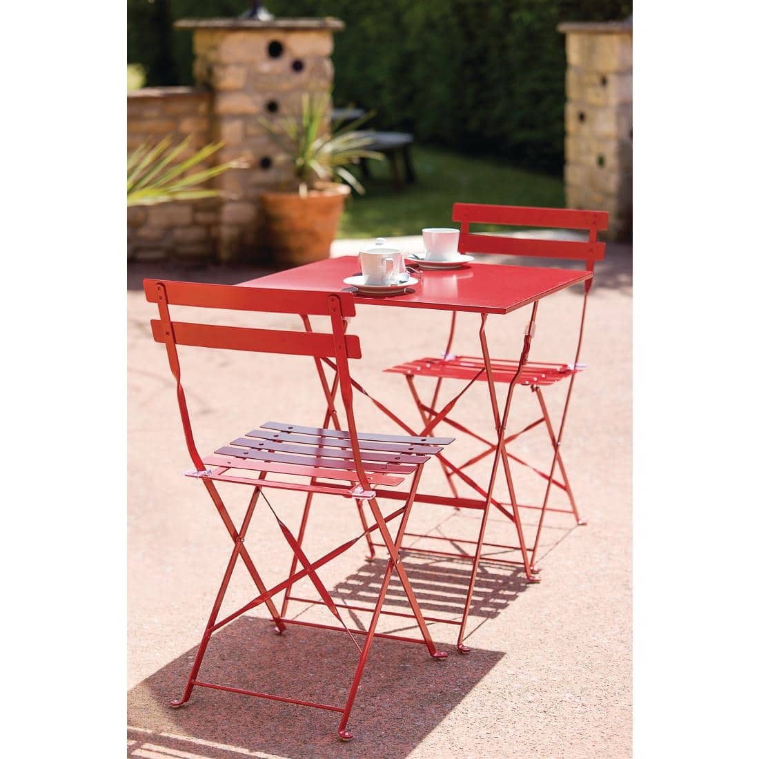 Bolero Perth Red Pavement Style Steel Folding Chairs (Pack 2) - Image 7