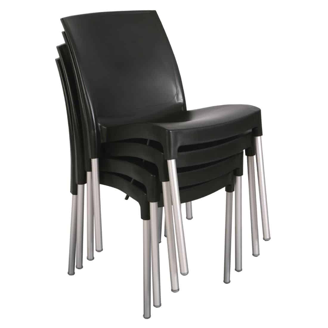Stacking Bistro Side Chairs Black (Pack of 4) - Image 8