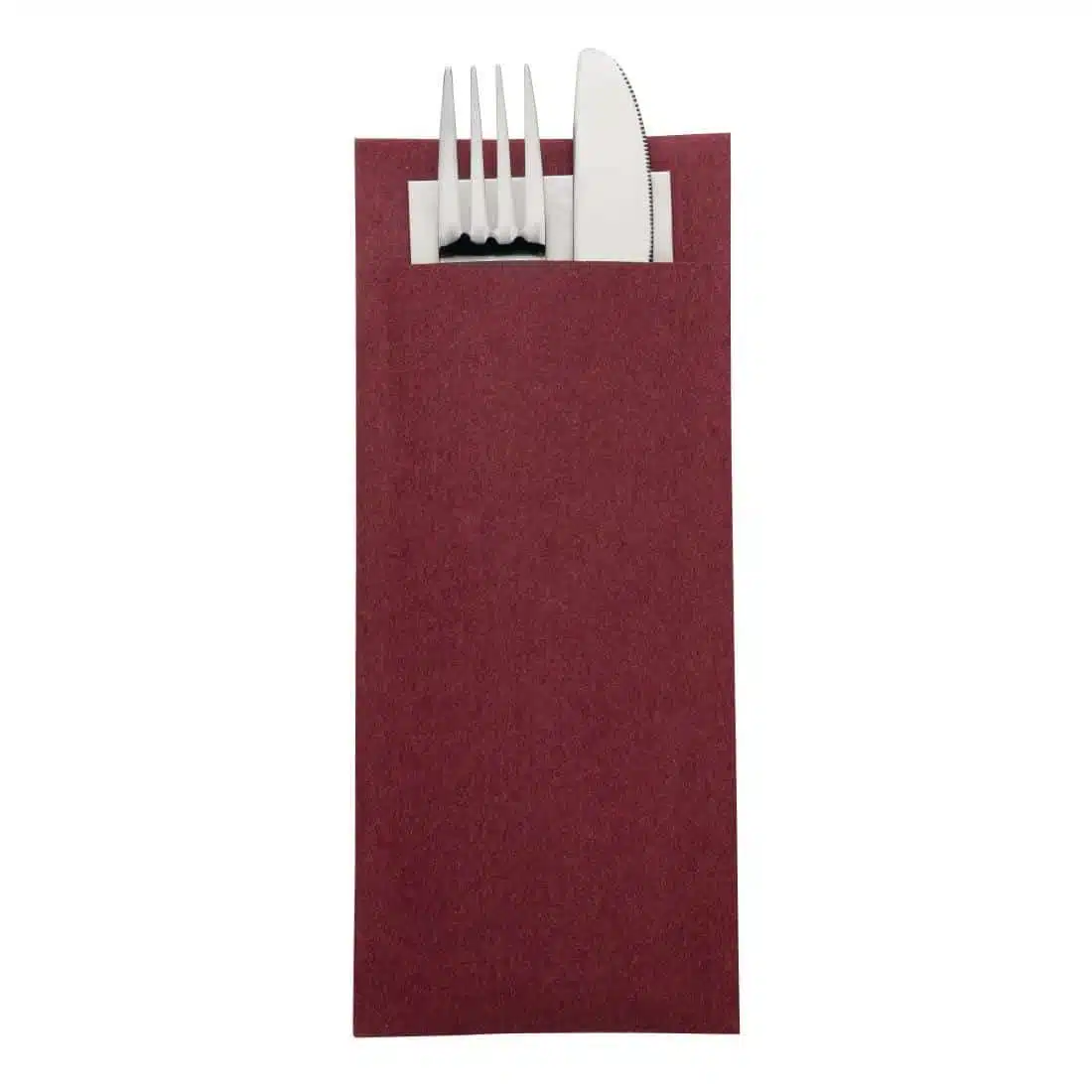 Europochette Burgundy Cutlery Pouch with White Napkin - Image 2
