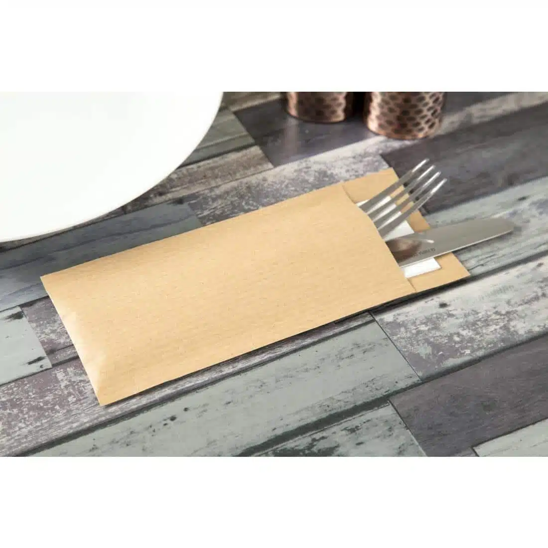 Europochette Brown Cutlery Pouch with White Napkin - Image 5