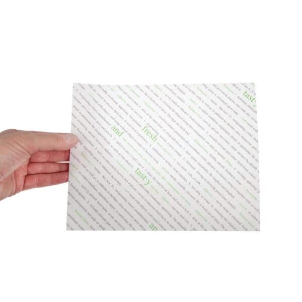 Greaseproof Paper Sheets Fresh and Tasty Print 255 x 203mm (Pack of 500) - Image 3