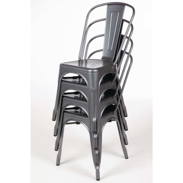 Bolero Bistro Steel Side Chairs Gun Metal Grey (Pack of 4) - Image 8