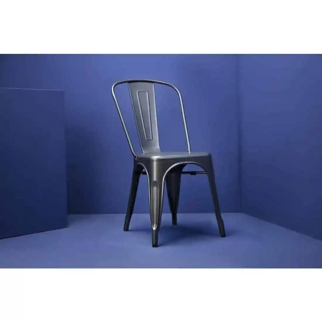 Bolero Bistro Steel Side Chairs Gun Metal Grey (Pack of 4) - Image 10