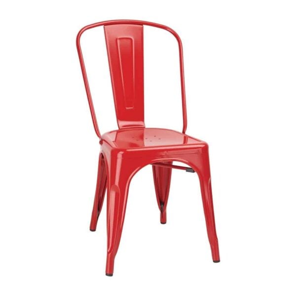 Bolero Bistro Steel Side Chair Red (Pack of 4) - Image 2