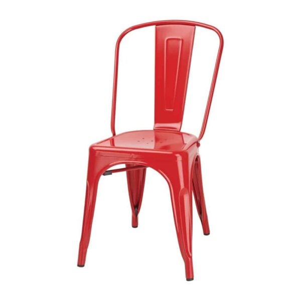 Bolero Bistro Steel Side Chair Red (Pack of 4) - Image 3