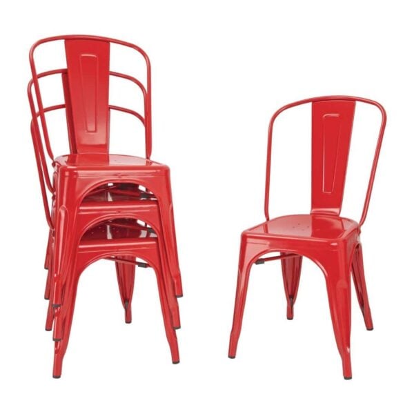 Bolero Bistro Steel Side Chair Red (Pack of 4) - Image 5