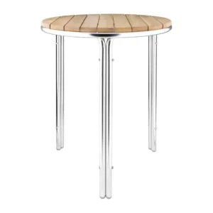 Bolero Round Ash and Aluminium Table 600mm