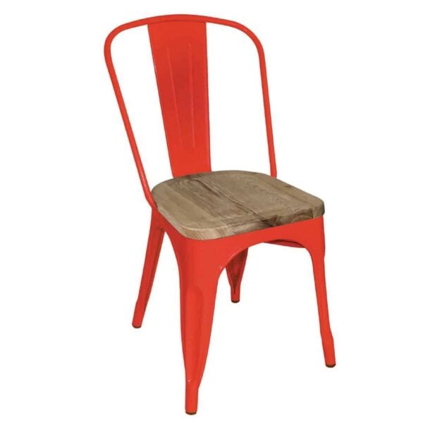 Bolero Bistro Side Chairs with Wooden Seat Pad Red (Pack of 4) - Image 2