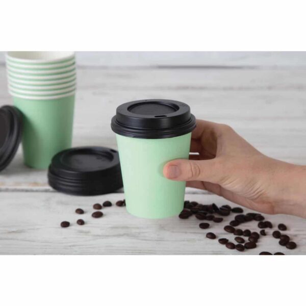 Fiesta Recyclable Coffee Cups Single Wall Turquoise 225ml / 8oz (Pack of 1000) - Image 6