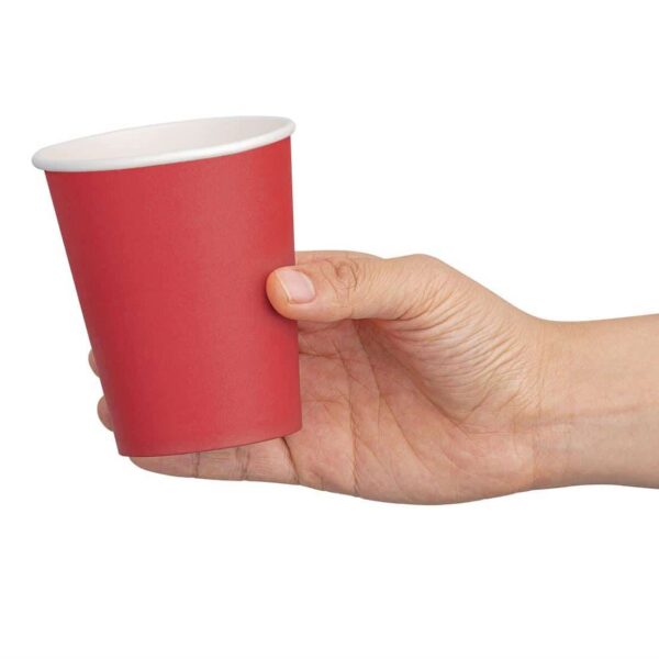 Fiesta Recyclable Single Wall Takeaway Coffee Cups Red 225ml / 8oz (Pack of 50) - Image 3