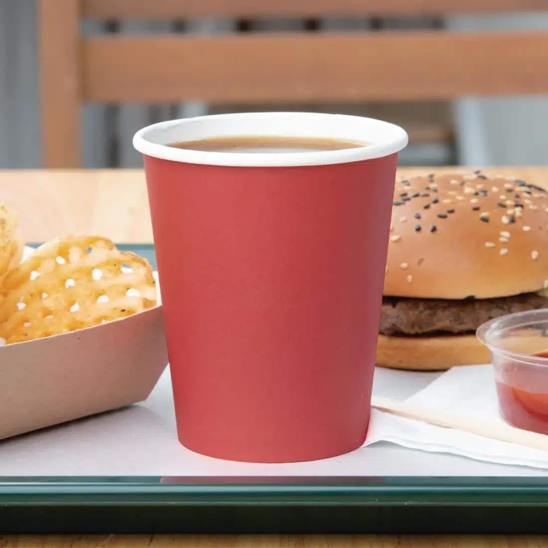 Fiesta Recyclable Single Wall Takeaway Coffee Cups Red 225ml / 8oz (Pack of 50) - Image 4